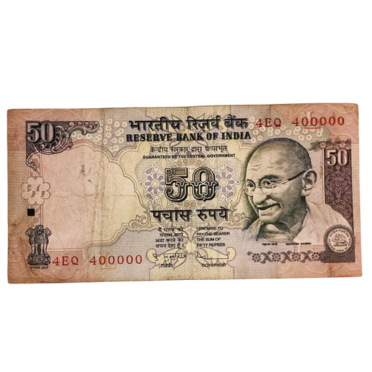 Rs 50 old 400000 lakha number governor subbarao rare collectible - Collection Bazzar