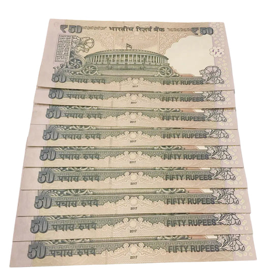 Rs 50 old Telescopic lower no semi fancy Lot(10 notes Urjit Patel) Each notes given for 499/- - Collection Bazzar