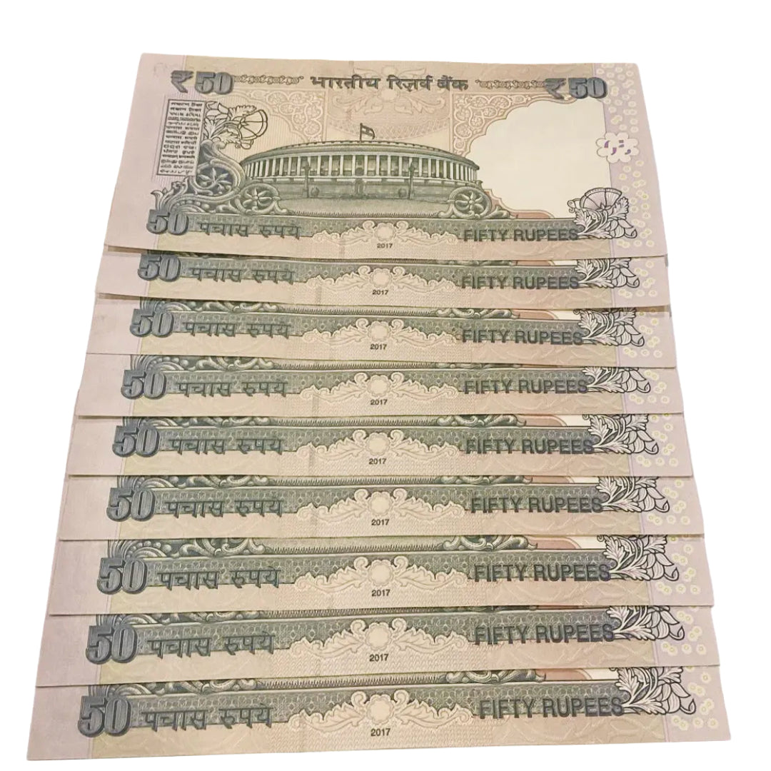 Rs 50 old Telescopic lower no semi fancy Lot(10 notes Urjit Patel) Each notes given for 499/- - Collection Bazzar