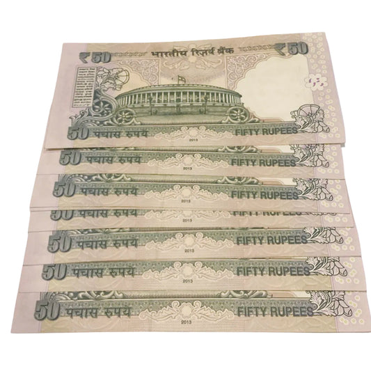 Rs 50 old  same prefix set 2CN 000110-000990 governor subbarao rare collectible - Collection Bazzar