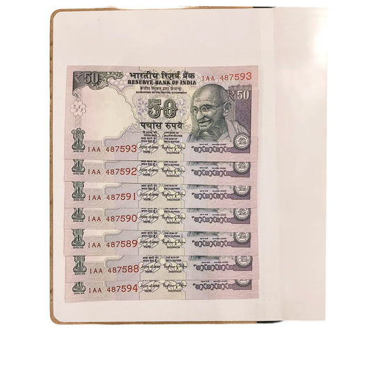 Rs 50 old telescopic numbers governor raghuram rajan rare collectible 8 pis - Collection Bazzar