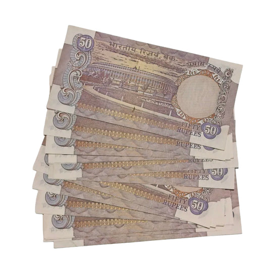 Rs 50 parlimentry without flag lot  governor i g patel each note 1000  unc condition - Collection Bazzar
