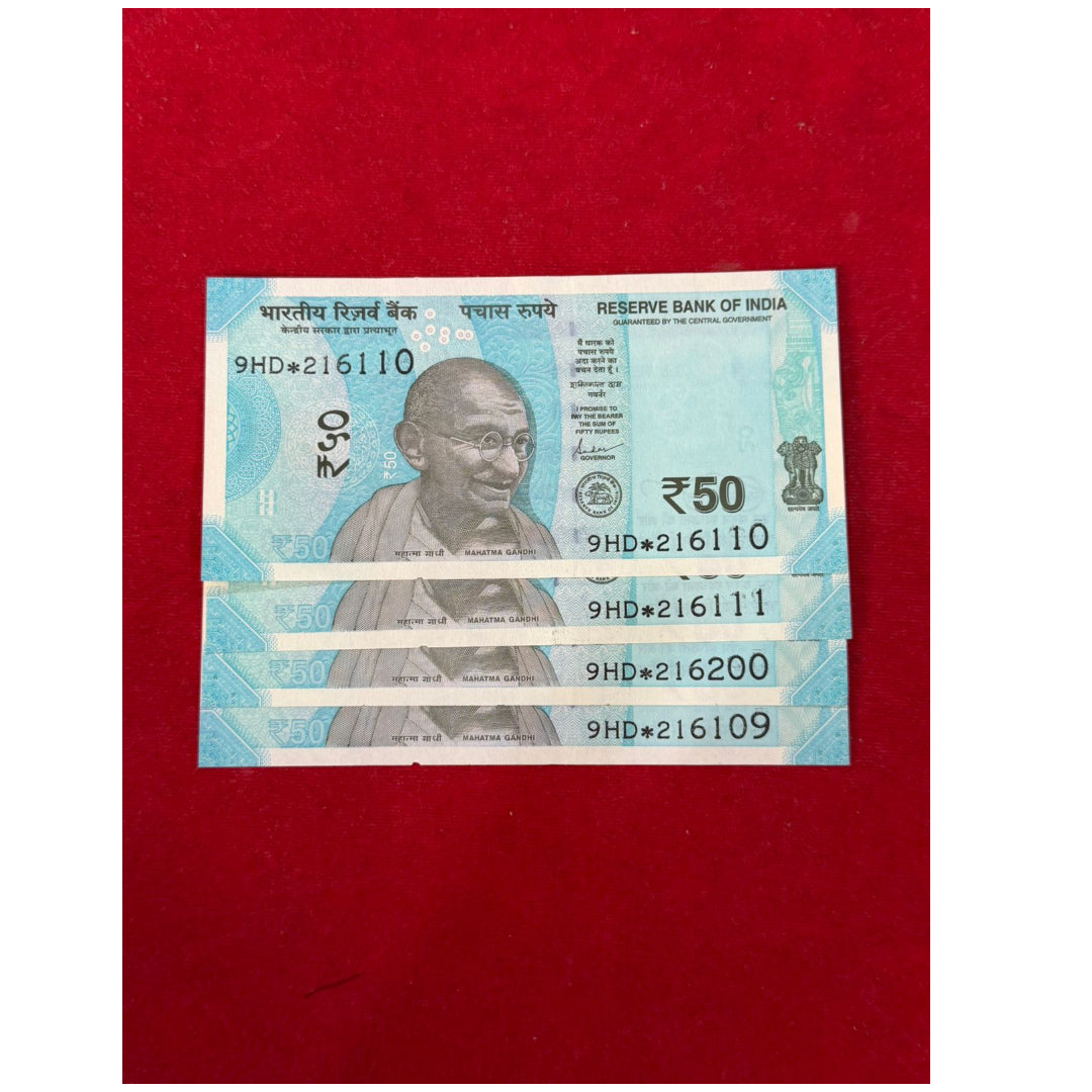 Rs 50 star notes 9HD prefix rare collectible 4 pis lot - Collection Bazzar