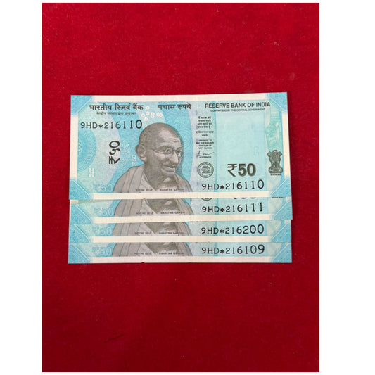 Rs 50 star notes 9HD prefix rare collectible 4 pis lot - Collection Bazzar