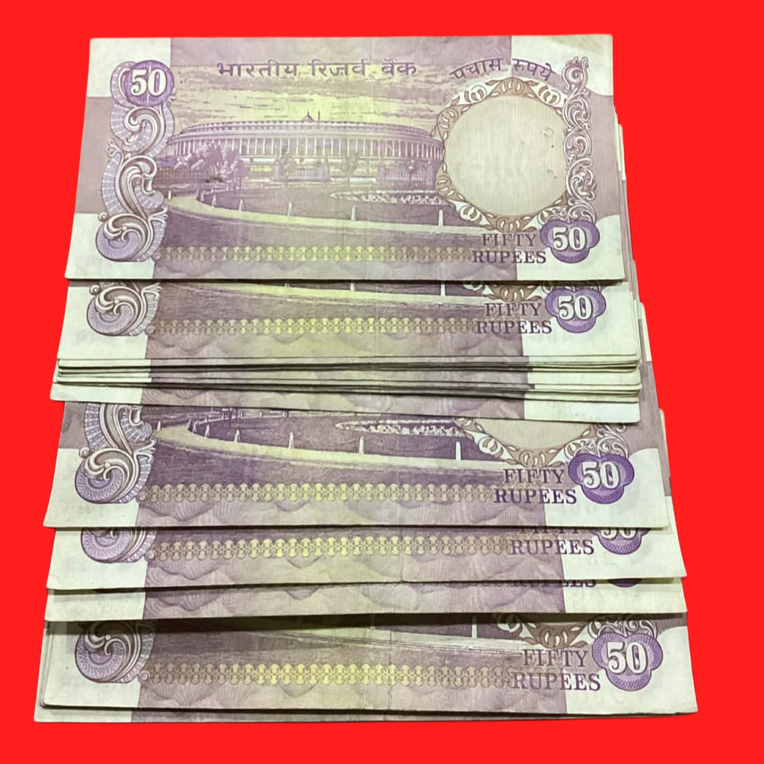 Rs 50 without flag 12 pieces lot each note 800  governor K R puri - Collection Bazzar