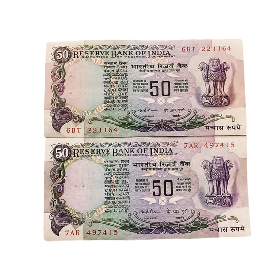 Rs 50 without flag governor K R puri each note price  800 - Collection Bazzar