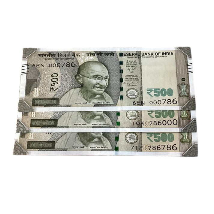 Rs 500 786 Series 000786 786000 786786 3 Note rare
