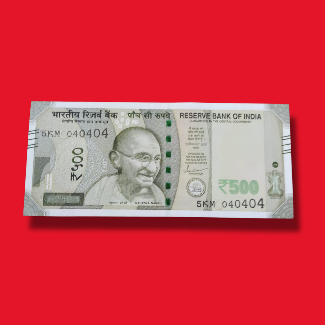 Rs 500 Birthday & Anniversary Note 040404 Tripling Number Rare Item - Collection Bazzar