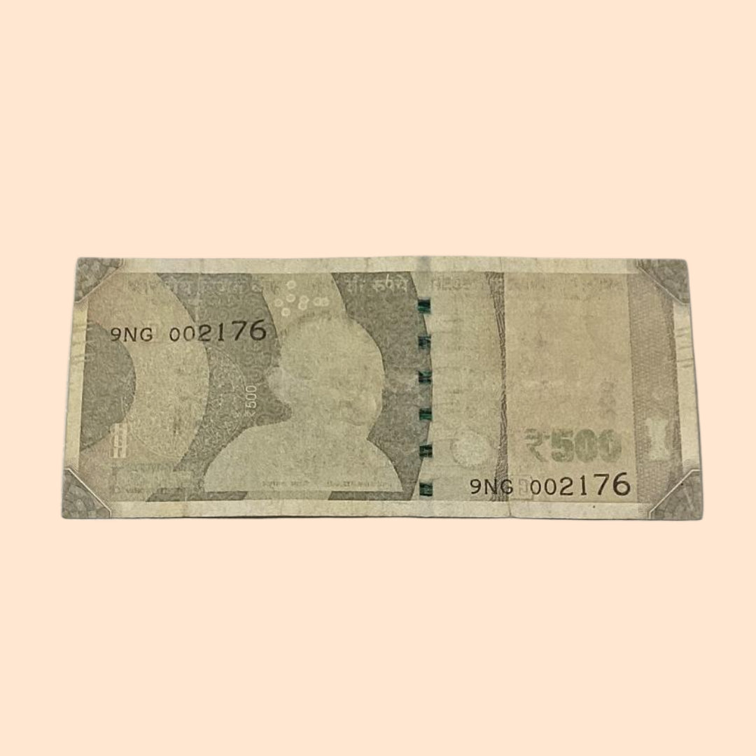 Rs 500 Note Error or Misprint Serial 002176 | Full Printing Error Rare Collectible - Collection Bazzar