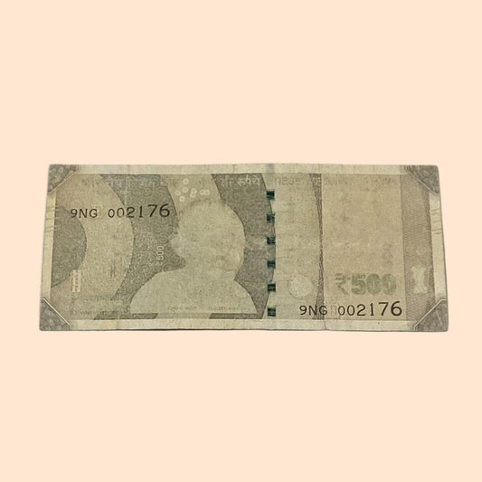 Rs 500 Note Error or Misprint Serial 002176 | Full Printing Error Rare Collectible - Collection Bazzar