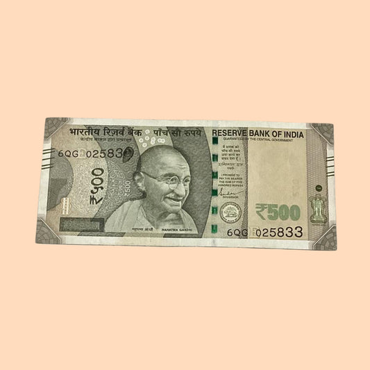 Rs 500 Note Error or Misprint Serial 025833 | Serial Number MisPrint Rare Collectible - Collection Bazzar