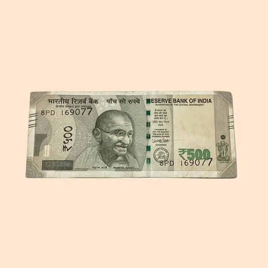 Rs 500 Note Error or Misprint Serial 169077 | Serial Number Shifted Error Rare Collectible - Collection Bazzar