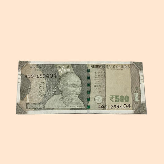 Rs 500 Note Error or Misprint Serial 259404 | Printing Error Rare Collectible - Collection Bazzar
