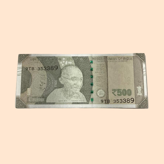 Rs 500 Note Error or Misprint Serial 353389 | Full Printing Error Rare Collectible - Collection Bazzar