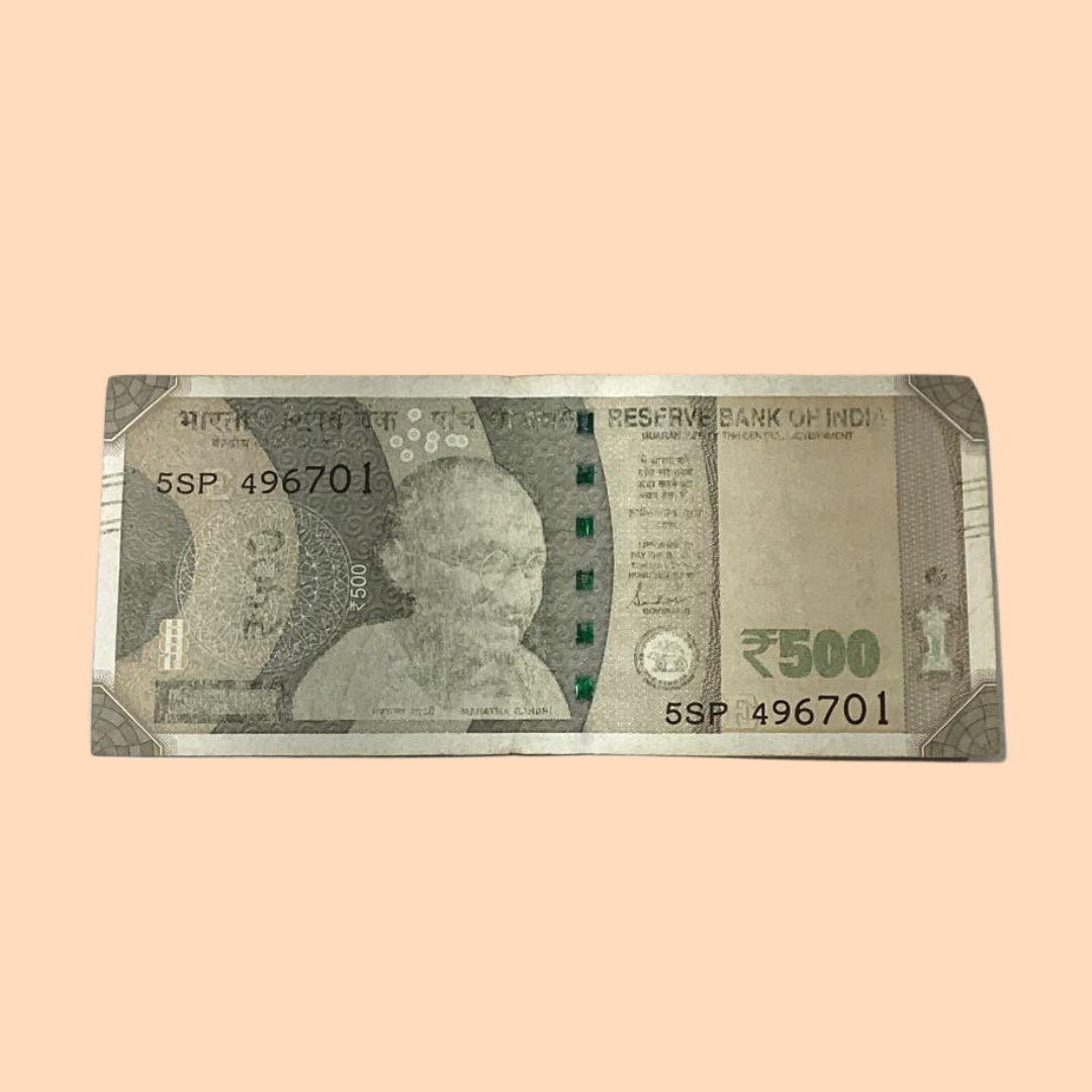 Rs 500 Note Error or Misprint Serial 496701 | Printing Paper Error Rare Collectible - Collection Bazzar