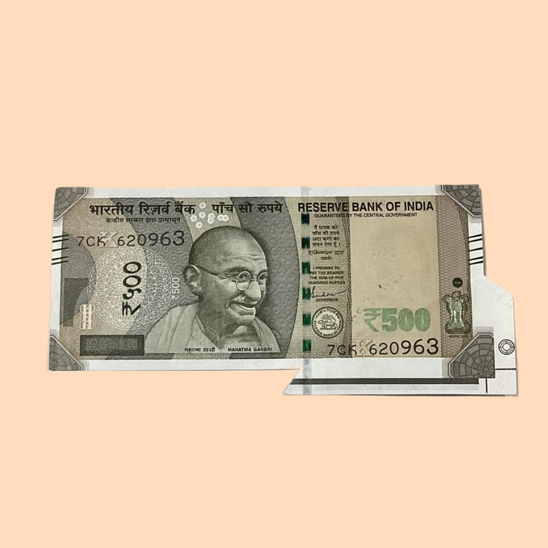Rs 500 Note Error or Misprint Serial 620963 | Extra Paper Rare Collectible - Collection Bazzar