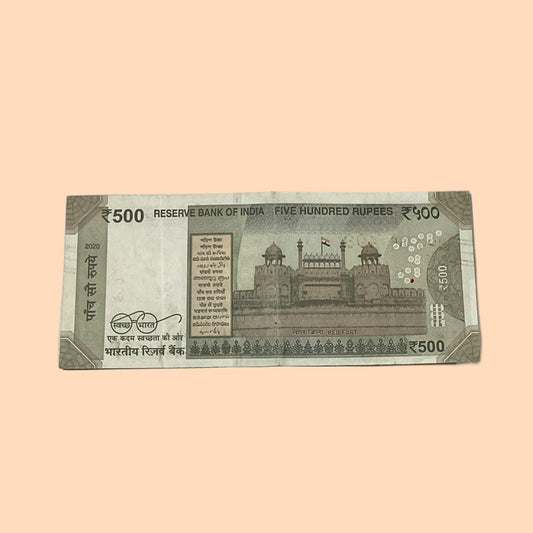 Rs 500 Note Error or Misprint Serial 851498 | Colored Error Rare Collectible - Collection Bazzar