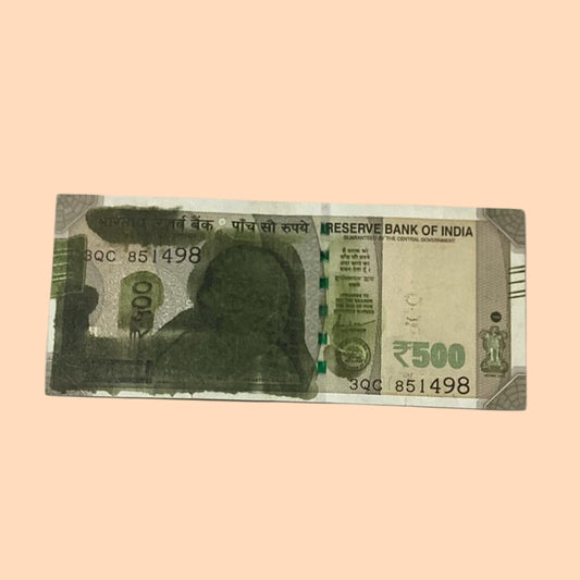 Rs 500 Note Error or Misprint Serial 851498 | Colored Error Rare Collectible - Collection Bazzar