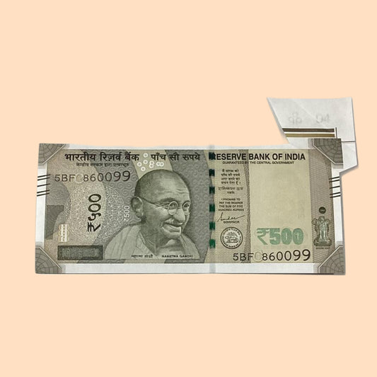 Rs 500 Note Error or Misprint Serial 860099 | Extra Paper Rare Collectible - Collection Bazzar