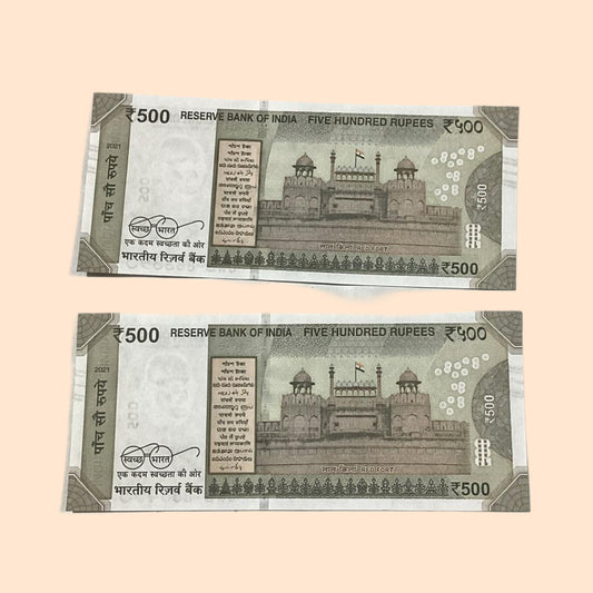 Rs 500 Note Error or Misprint Serial 883395 - 883493 Set of 2| Serial Number Shifted Rare Collectible - Collection Bazzar