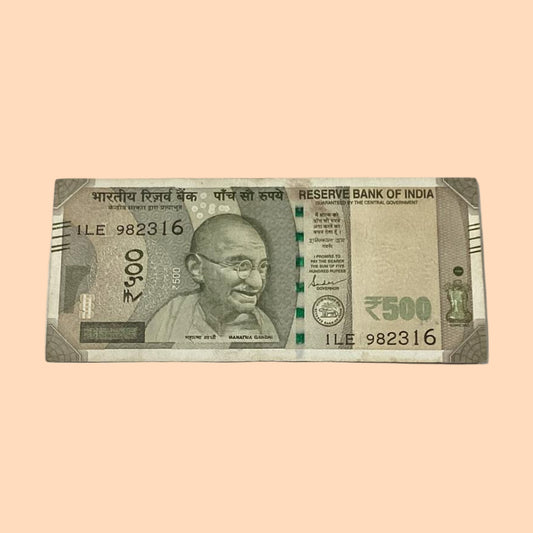 Rs 500 Note Error or Misprint Serial 982316 | Rare Collectible - Collection Bazzar