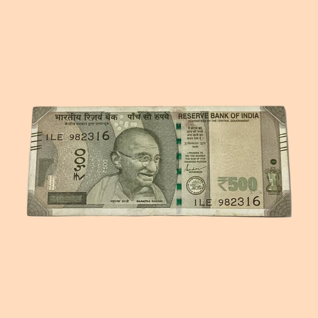 Rs 500 Note Error or Misprint Serial 982316 | Rare Collectible - Collection Bazzar