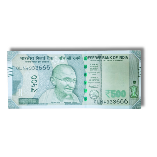 Rs. 500 Indian Currency Note – Fancy Serial Number 333666 Triple Numbers | Single Collectible Note - Collection Bazzar