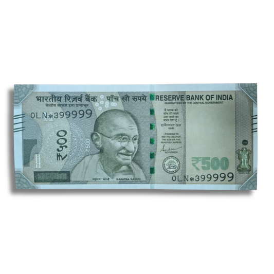 Rs. 500 Currency Note – Unique Number 399999 | Premium Collector’s Item - Collection Bazzar