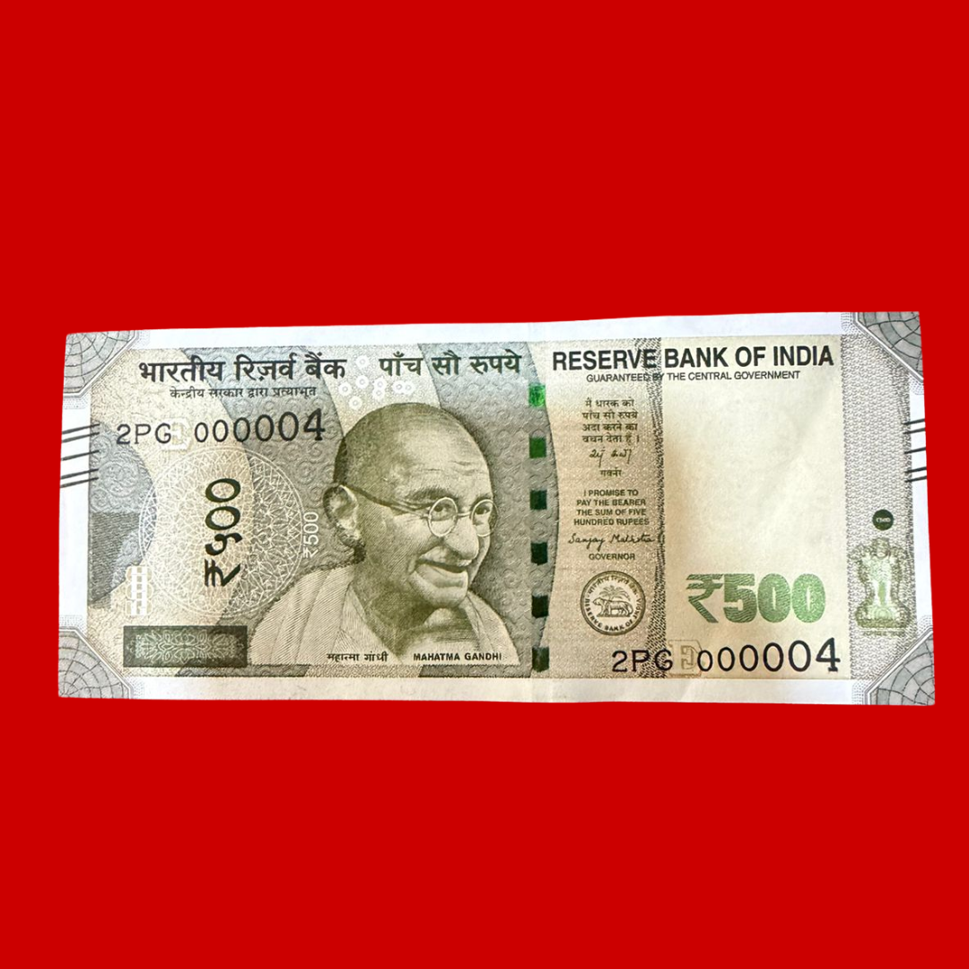 Rs 500 Note 000004 Lower Number Rare Collectible - Collection Bazzar