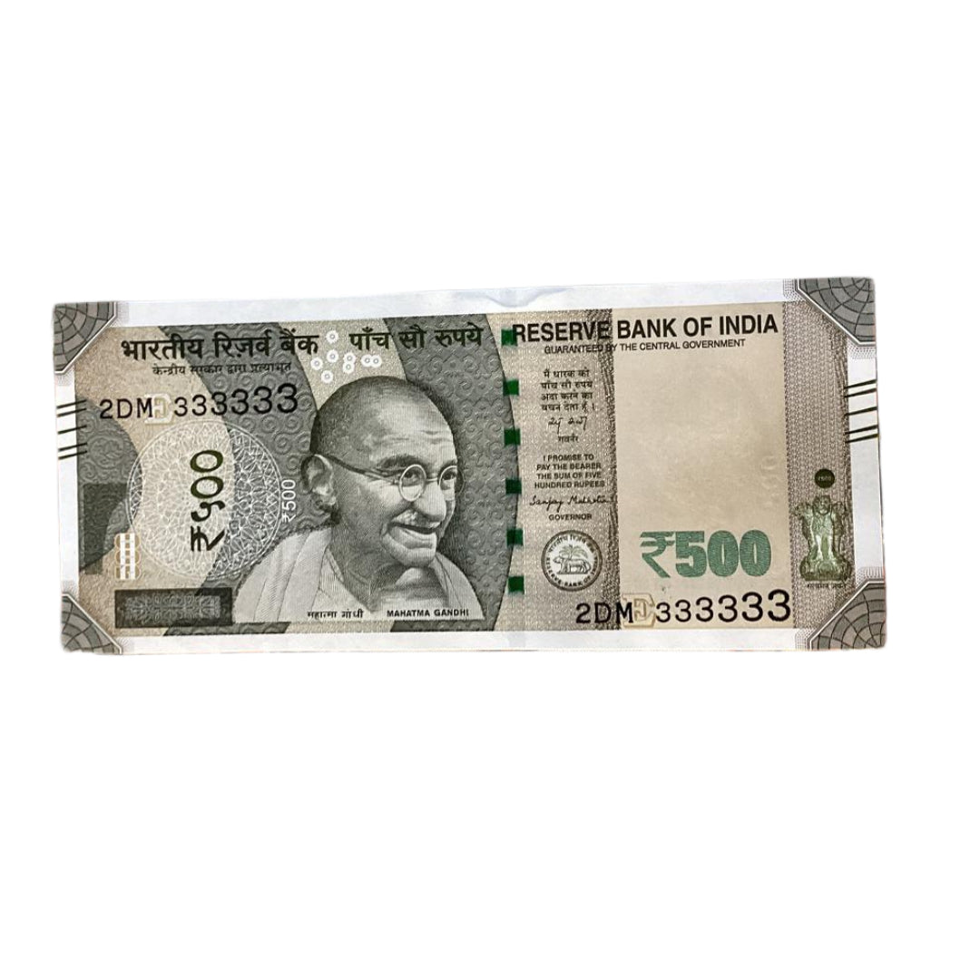 Rs 500 all 333333 solid number governor sanjay malhotra rare collectible - Collection Bazzar