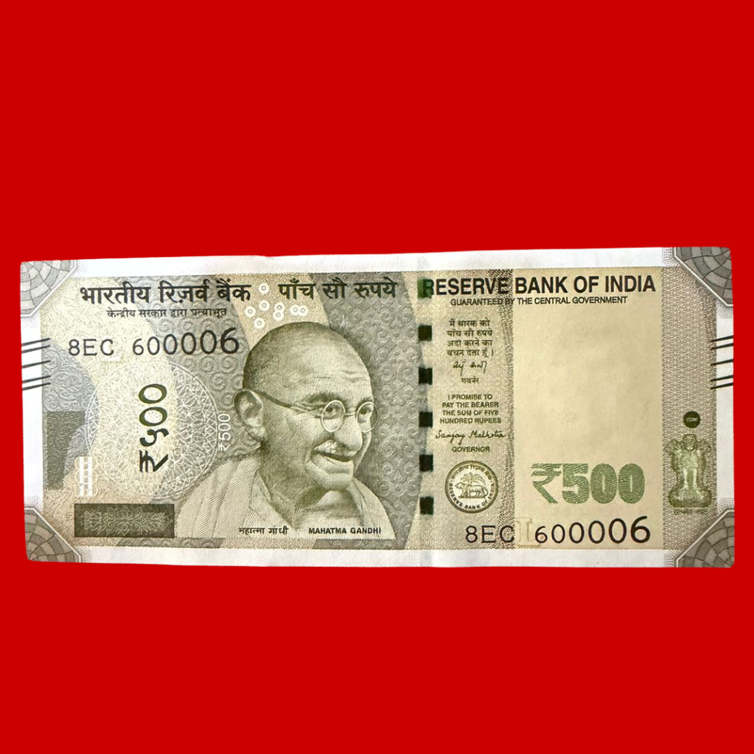 Rs 500 Note 600006 Lower Plus Lakha Number Collectible - Collection Bazzar