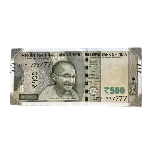 Rs 500 all 777777 solid number governor sanjay malhotra  rare collectible - Collection Bazzar