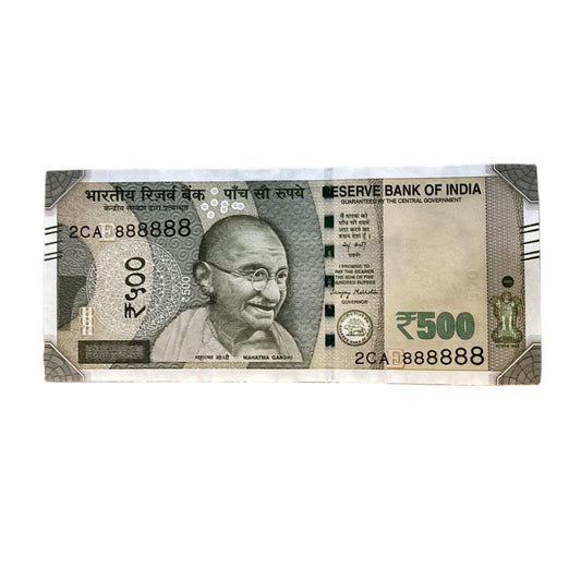 Rs 500 all 888888 solid number governor sanjay malhotra rare collectible - Collection Bazzar