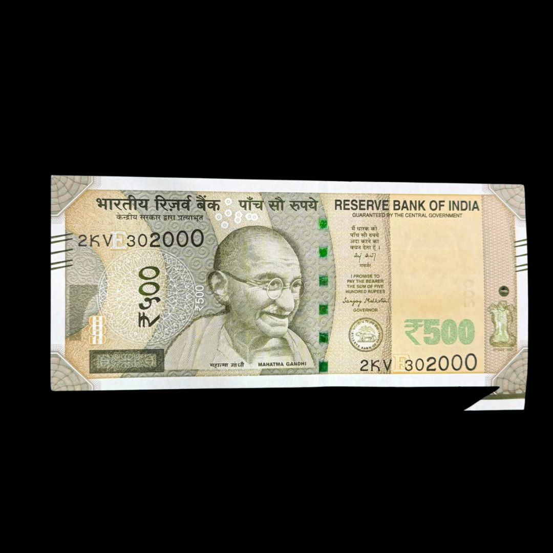 Rs 500 Note Error & Misprint Extra Paper at Bottom 302000 Rare - Collection Bazzar