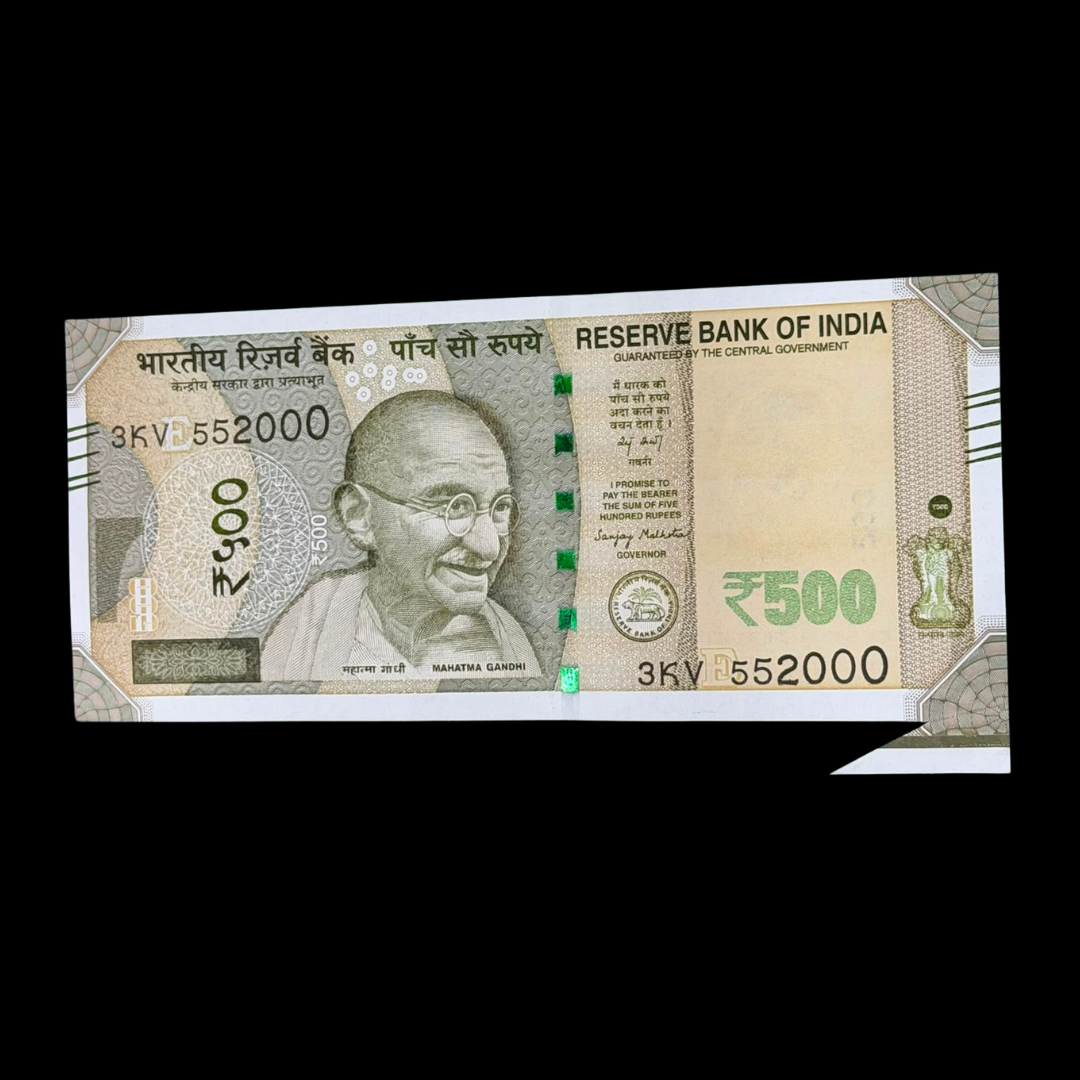 Rs 500 Note Error & Misprint Extra Paper at Bottom 552000 Rare - Collection Bazzar