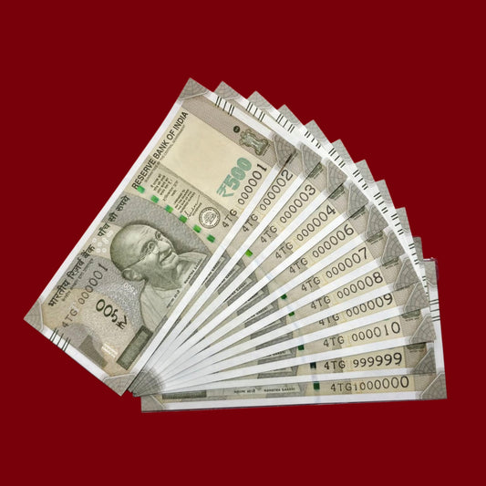 Rs 500 Note Fancy Number Set | 11 Notes Set Rare Collectible Item - Collection Bazzar