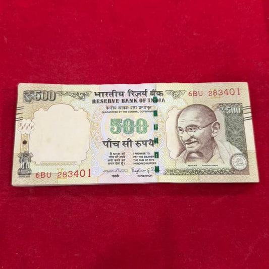 Rs 500 Note Packet 283401 Serial Raghuram Rajan Signed with Braille Mark 100 UNC Notes - Collection Bazzar