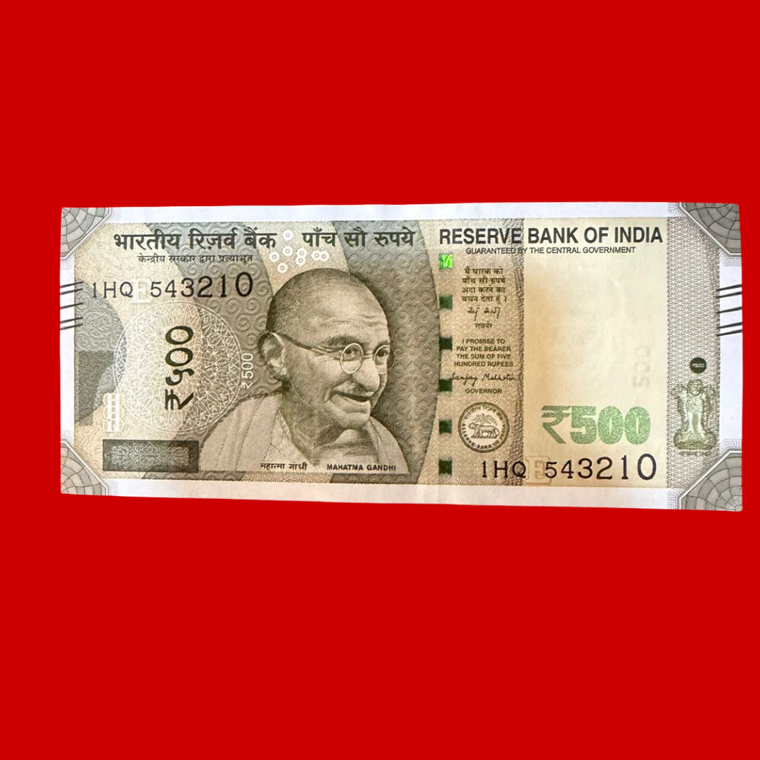 Rs 500 Note Reverse Ladder 543210 Rare Collectible - Collection Bazzar