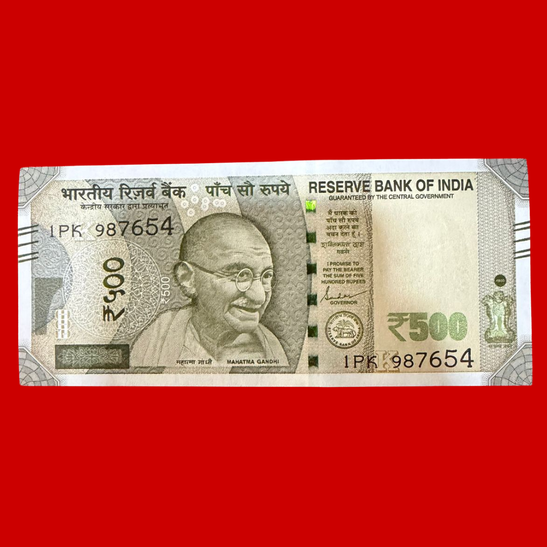 Rs 500 Note Reverse Ladder 987654 Collectible - Collection Bazzar