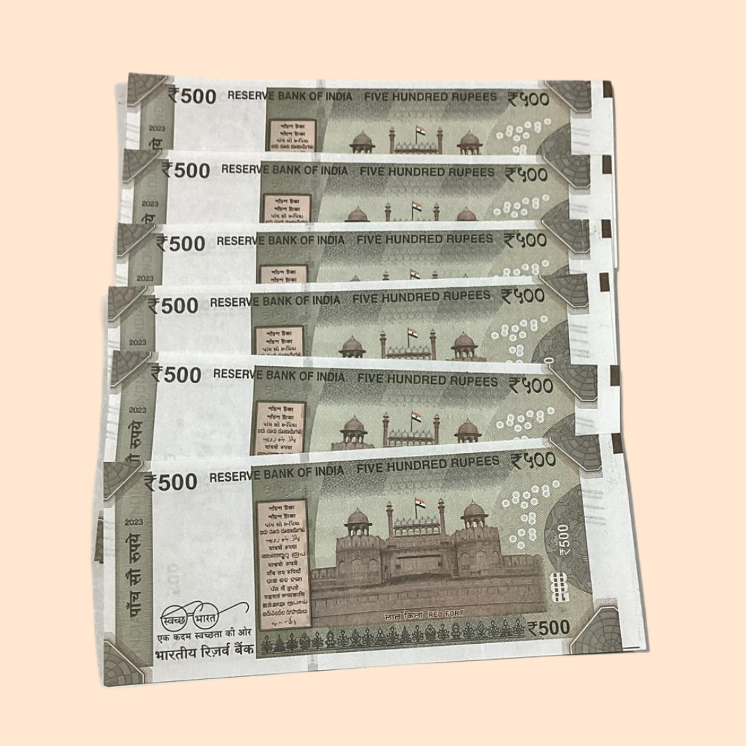 Rs 500 Note Error or Misprint Serial 111599 Set of 6 | Extra Paper Rare Collectible - Collection Bazzar