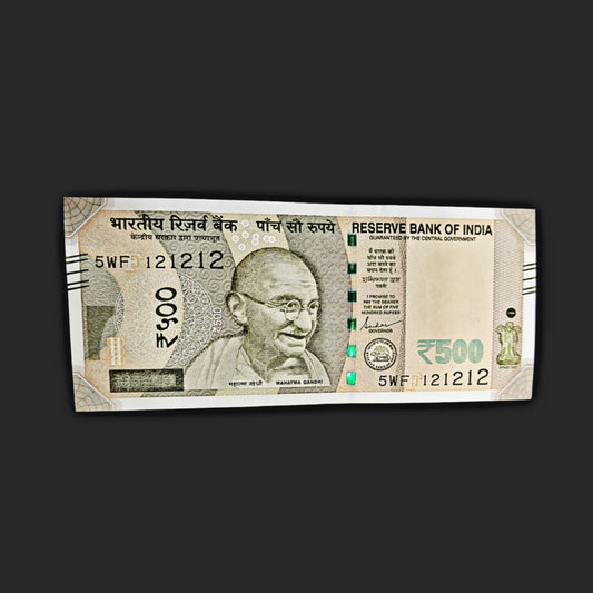 Rs 500 Note Serial 121212 Birthday Note 12 December 2012 | Rare Collectible - Collection Bazzar