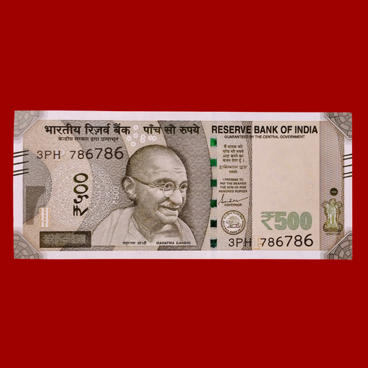 Rs 500 Note Serial 786786 Double 786 Holy Bismillah Number Extremely Rare - Collection Bazzar