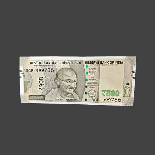 Rs 500 Note Serial 999786 Ending 786 Bismillah Holy Number | Rare Collectible - Collection Bazzar