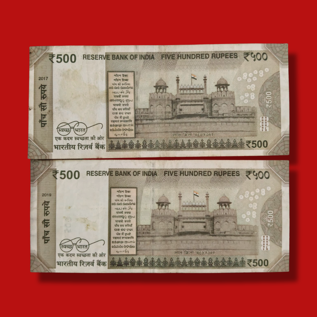 Rs 500 Note Serial 999999 Solid Numbers Fancy Number Rare 2 note set - Collection Bazzar