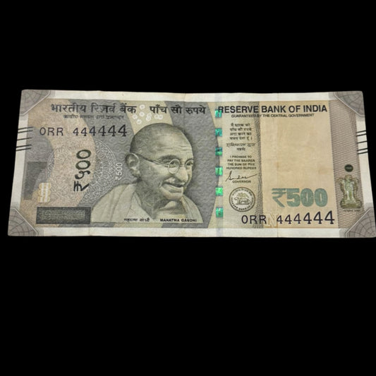 Rs 500 Note  Solid Number 444444 Governor Shakti Kant Das Collectible - Collection Bazzar