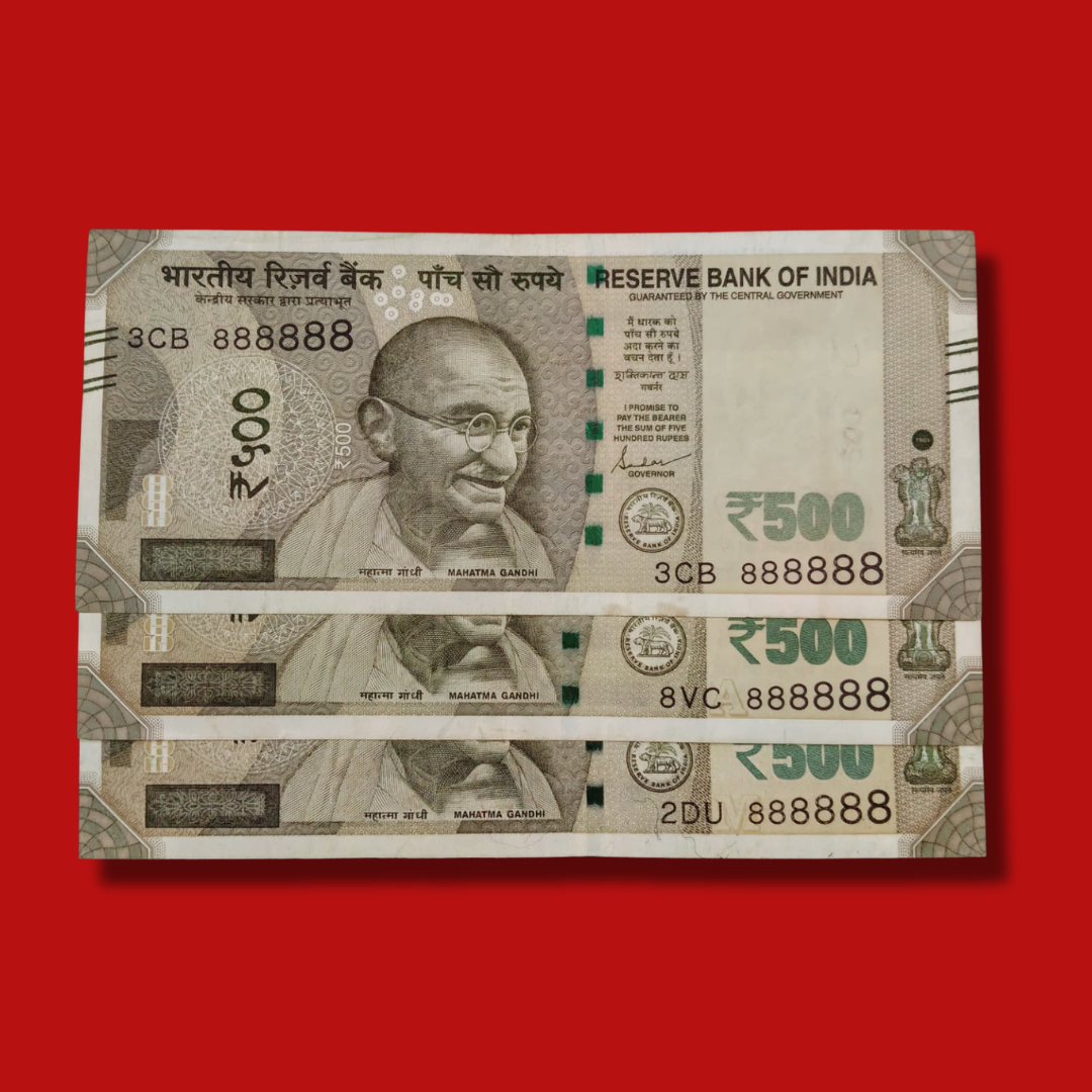 Rs 500 Note Solid Numbers 888888 each note price manitou Fancy Number Rare - Collection Bazzar