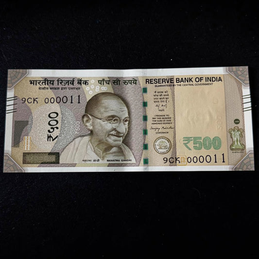 Rs 500 Note Super Lower Number 000011 Governor Sanjay Malhotra - Collection Bazzar