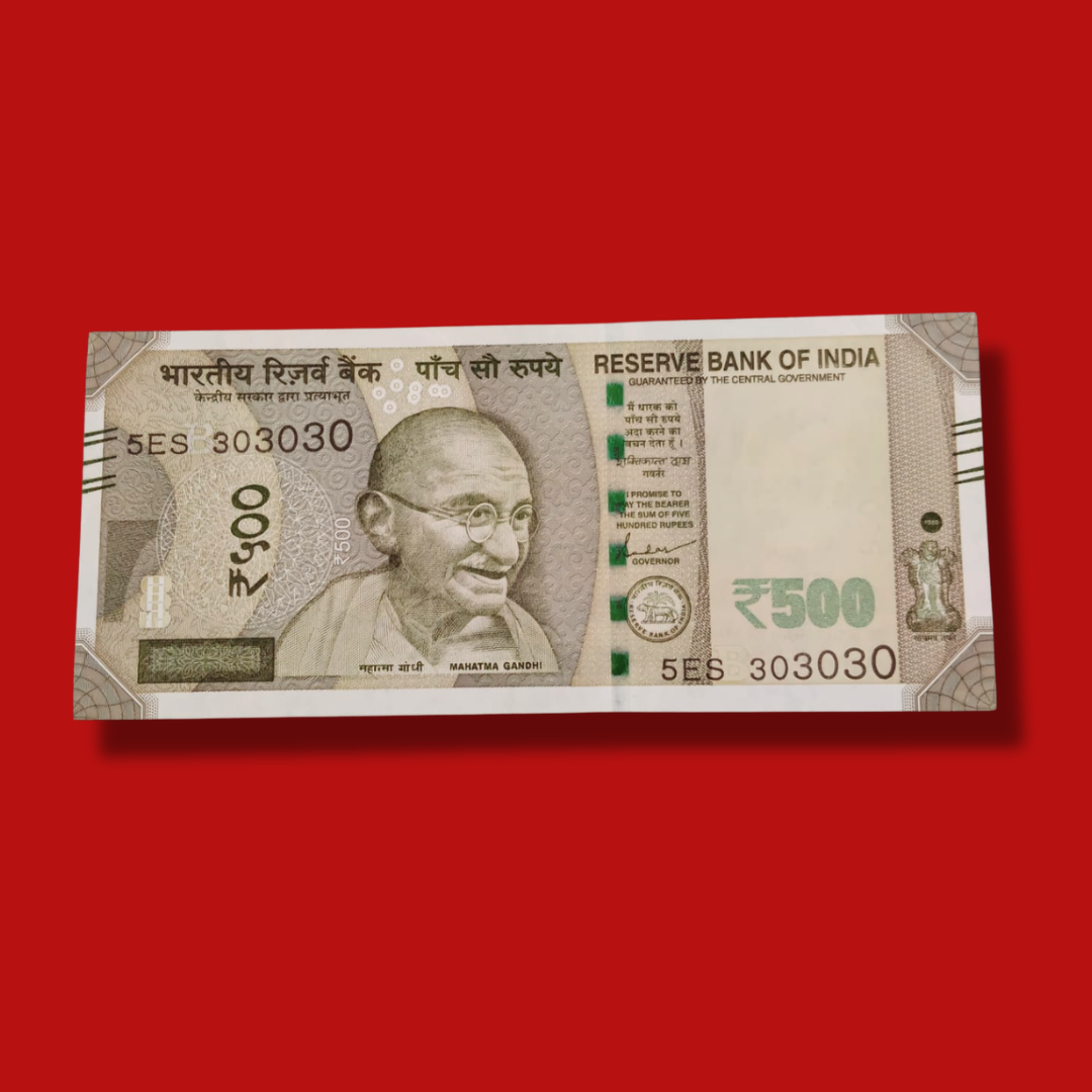 Rs 500 Note Tripling Number 303030 Fancy Rare Item - Collection Bazzar