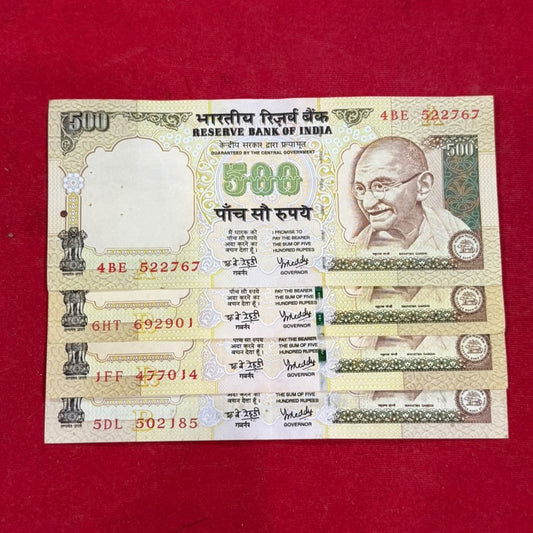 Rs 500 Note YV Reddy Note Set 4 Pcs Collection Rare Item - Collection Bazzar