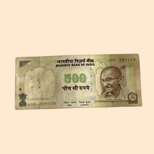 Rs 500 Note old Error or Misprint Serial 509119 | Printing Error Number Rare Collectible - Collection Bazzar